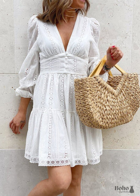Ruffle White Mini Dress Myla